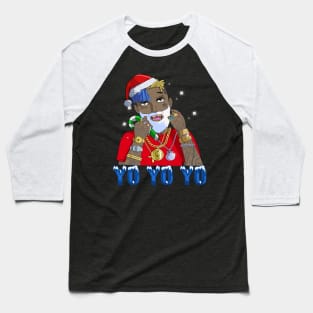 Black Santa Claus Gangster Christmas Baseball T-Shirt